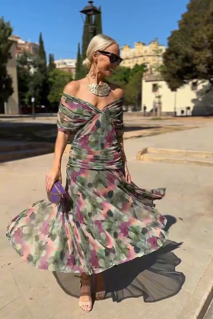 Catarina | Elegante maxi-jurk met V-hals en bloemenprint voor feestjes