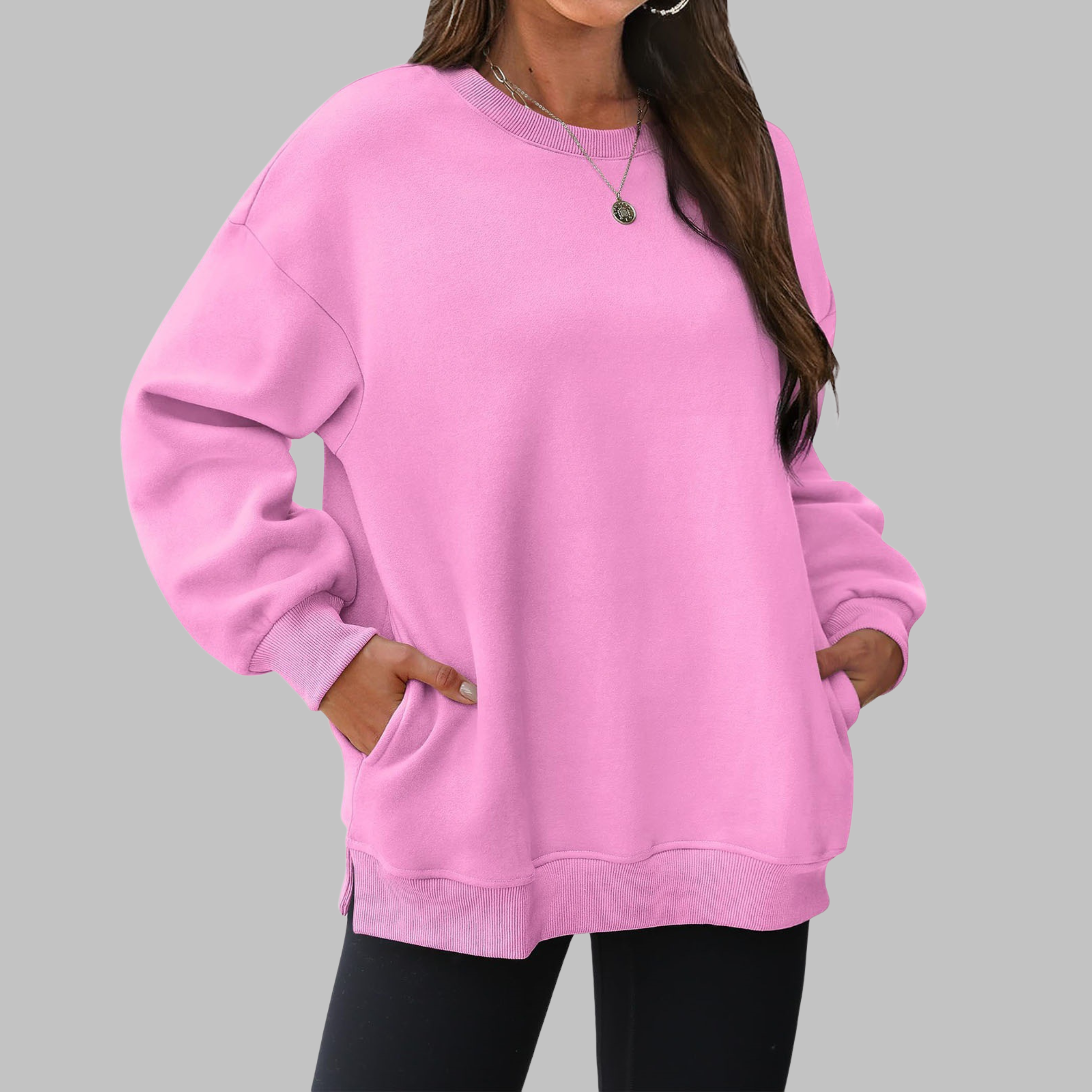 Medgi | Casual oversized trui met ronde hals en lange mouwen
