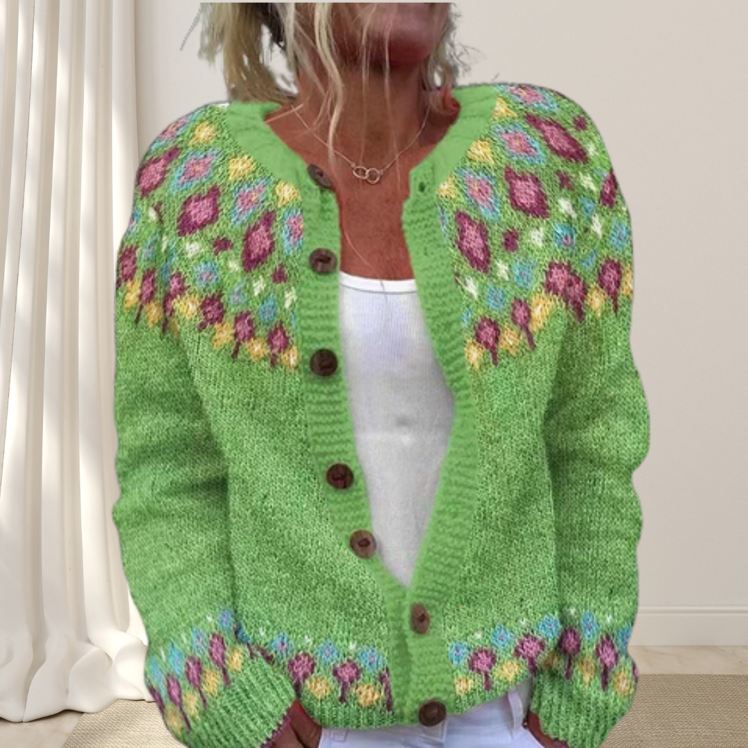 Virelle | Losgebreid vest met patroon